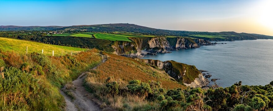 Coastal Path At The Wild Atlantic Coast Of Dinas Head In Pembrokeshire In Wales, United Kingdom