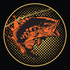 Trendy Fishing Retro Trendy Graphic for Tshirt, Banner, Poster, Background