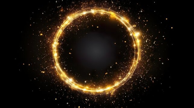 Gold glitter circle of light shine sparkles and go - Powered by Adobe