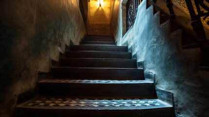 Fes Morocco January 31 2012 Dark staircase