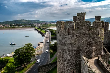 Papier Peint photo autocollant Atlantic Ocean Road View From Conwy Castle To Bridge Over River Conwy In North Wales, United Kingdom