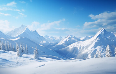 Mountains covered with snow in winter. Make it look like heaven. For those who like to experience the cold on vacation.