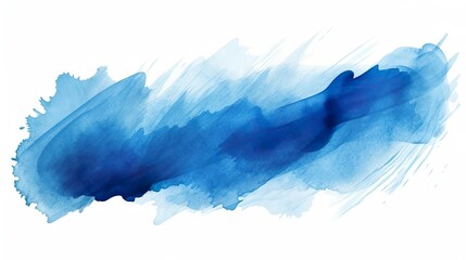 blue paint brush strokes in watercolor isolated