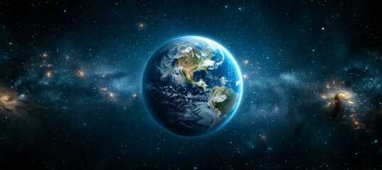 Obraz na płótnie Canvas Glowing earth planet. Generative AI technology.