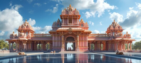 Royal mandir Hindu temple. Generative AI technology.	
