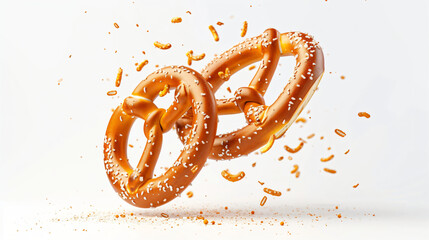 Falling salted pretzel