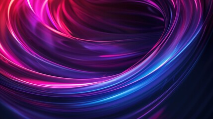 Neon lighting lines and waves in purple and blue  background. Colorful glowing energy  flow swirls background. Generative AI.