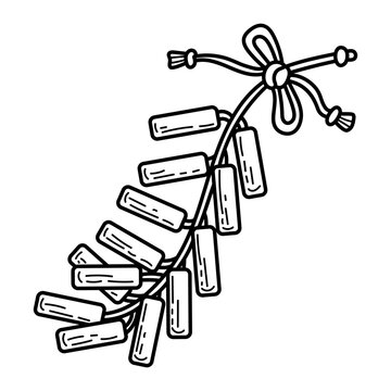 recommend clip art: Chinese holiday firecrackers sketch. Hand drawn doodle illustration.