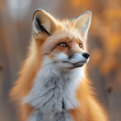 Fototapeta premium Charming Red Fox: Enchanting photo of a red fox in a natural setting, capturing the beauty of wildlife.
