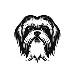 Shih Tzu Icon, Dog Black Silhouette, Puppy Pictogram, Pet Outline, Shih Tzu Symbol Isolated on White