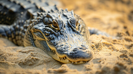 Closeup of calm alligator