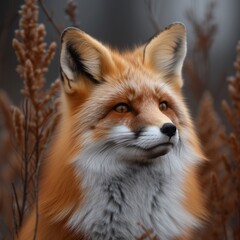 Fototapeta premium Charming Red Fox: Enchanting photo of a red fox in a natural setting, capturing the beauty of wildlife.