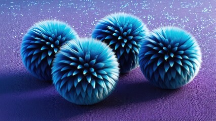 Vibrant Dance of Abstract Spheres: A Textured Symphony in Blue and Purple