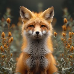 Obraz premium Charming Red Fox: Enchanting photo of a red fox in a natural setting, capturing the beauty of wildlife.