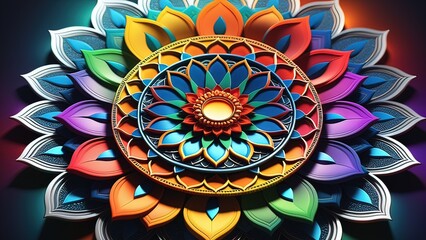 Vibrant Mandala Artistry: A Colorful Symphony of Intricate Geometric Designs