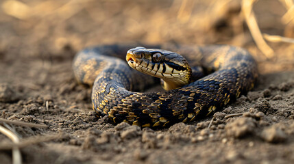 Wild natrix maura snake