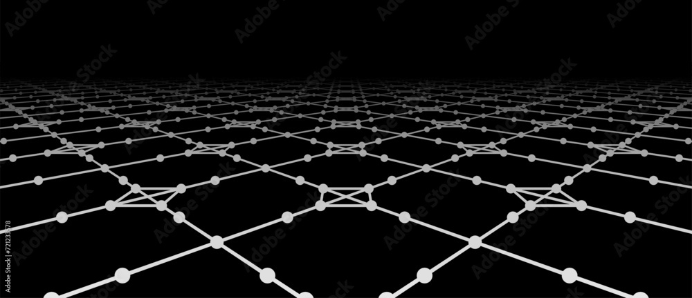Poster Vector perspective grid. Abstract gradient wave of lines. Big data. Digital background. Futuristic vector illustration.