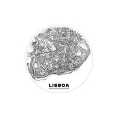 Lisboa vectorial map - obrazy, fototapety, plakaty