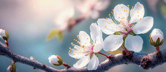 Białe kwiaty wiśni, tapeta wiosenna