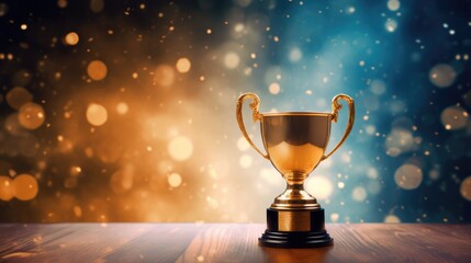 winner and champion cup on a festive background