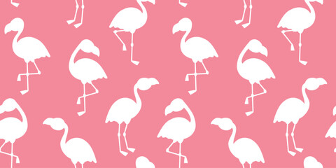 Pink flamingo silhouette seamless pattern for fabric, wrapping paper, print, decor. Vector illustration