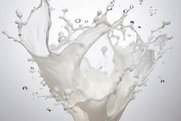 Milky splash close up on pure white background with clipping path for seamless isolation