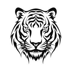 Fototapeta premium Tiger face on white background AI generative illustration