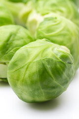 Brussels sprouts on white background	