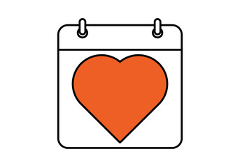 Icono de calendario con coraz&oacute;n de San Valent&iacute;n.