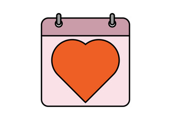Icono de calendario con coraz&oacute;n de San Valent&iacute;n.