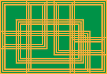 Fondo de trazos cuadrados amarillo en fondo verde.