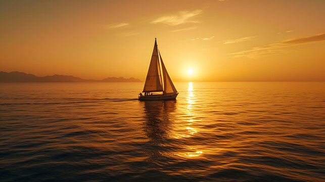 Romantic Sunset Sailboat Voyage