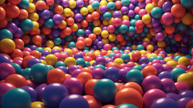 Many colorful balls reminiscent of a ball pit