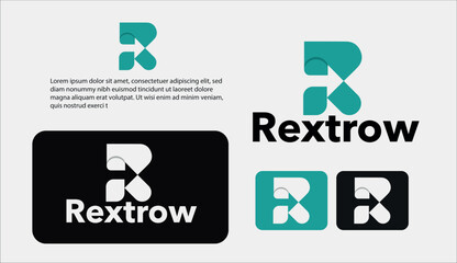 Letter R logo design and REXTROW name of the logo