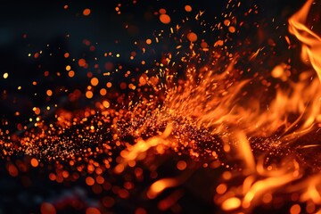 Fiery Sparks Fly in Beautiful Abstract Background