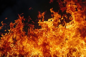Fire flames on black background