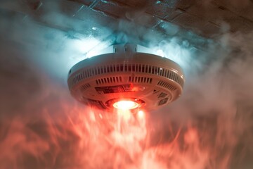 Smoke detector and fire alarm in use - obrazy, fototapety, plakaty