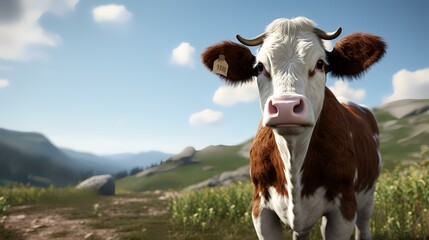 A Friendly Brown and White Cow Staring Directly

