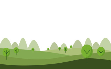 Serene Landscape. Hill with Trees Vector Illustration