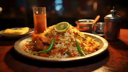 Biryani Indian Food 8K Realistic Lighting Unre

