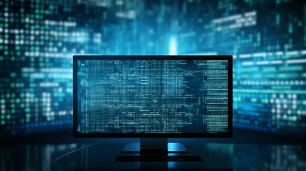 Programming monitor blue screen. Coding background