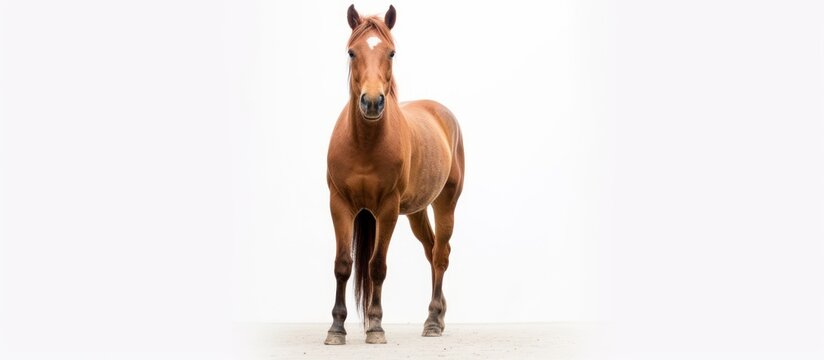 standing horse portrait on white copy space background