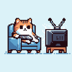 Fototapeta premium Cat looking at a tv 