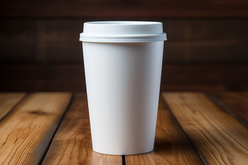 Mockup of take away paper coffee cup with customizable space for test