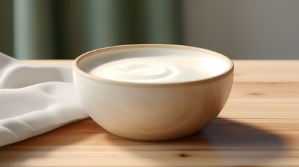 Bowl of Yogurt with Cream Isolated 8K Realistic

