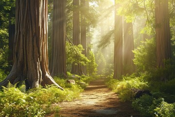 Redwood Forest in the sunlight. 