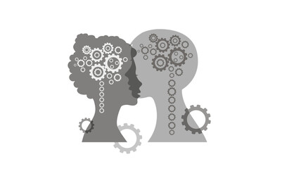 The human brain, a gear. Vector icon, icon, banner, design.
