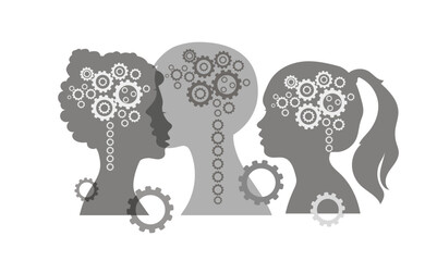 The human brain, a gear. Vector icon, icon, banner, design.
