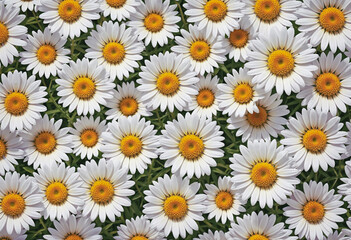 White and yellow daisies background. Floral background, backdrop, wallpaper.