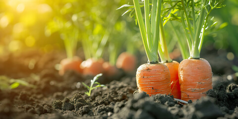 Carrot growing closeup Close up carrots grow
